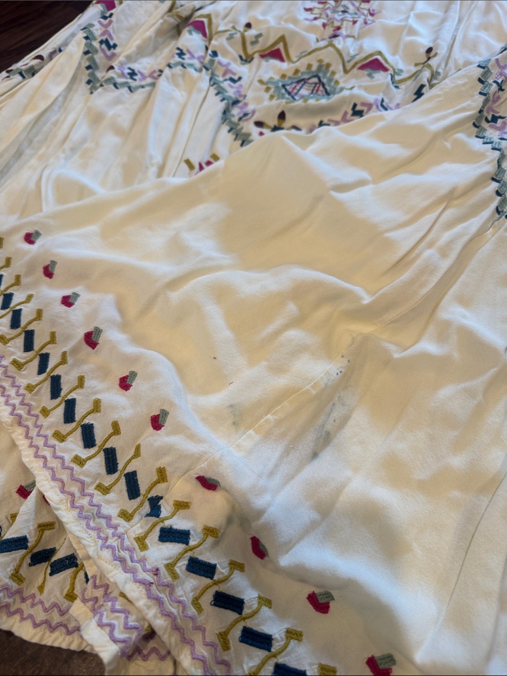 Anthropologie Cream Maxi Dress with Multicolor Embroidery - Picture 5 of 7